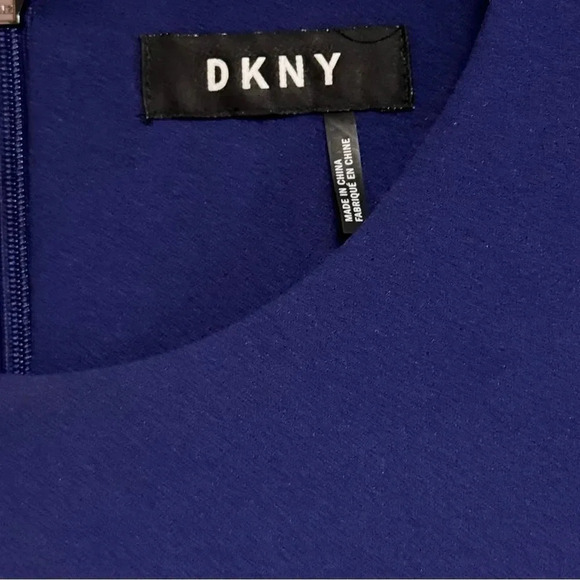 DKNY Blue Purple Knee Length Dress with Pleated Sleeves and Stud Detail - Picture 4 of 7